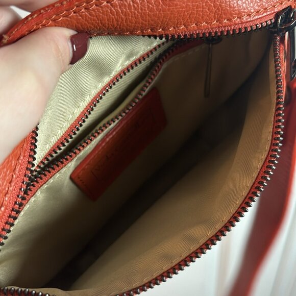 Viola Castellani Orange Small Crossbody Pebbled Leather Purse - Picture 7 of 8